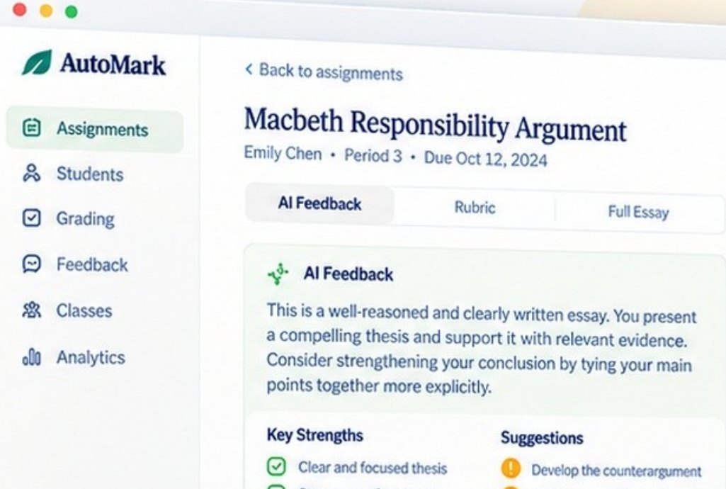 AutoMark AI feedback on a student essay